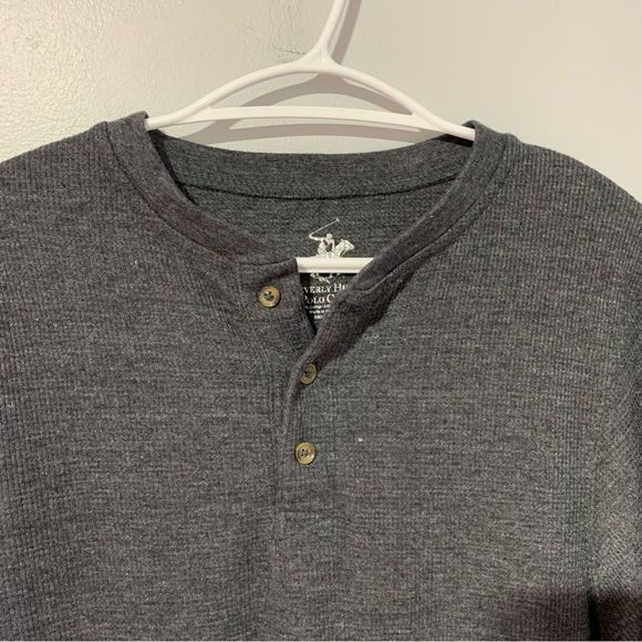 Beverly Hills Polo Club dark gray MEN'S LONG SLEEVE HENLEY T-SHIRT size S - Picture 3 of 4